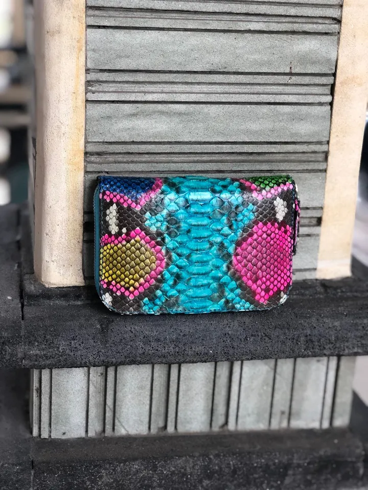 Genuine python skin wallet | Small wallet | Exotic leather wallet | Women wallet | Multicolor trendy Wallet | Snakeskin designer wallet