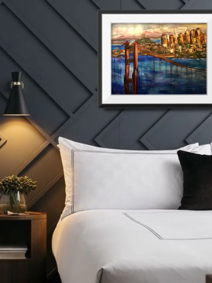 San Francisco painting,original watercolour painting wall art,cityscape painting,american town’s painting,California painting,USA painting.