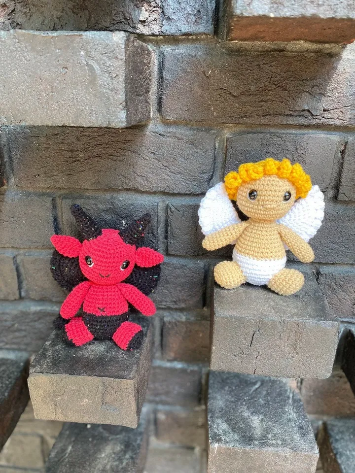 PDF Crochet SET Angel and Devil Pattern, Amigurumi Angel, Crochet Halloween Pattern Amigurumi Devil Crochet animal Halloween Monster pattern