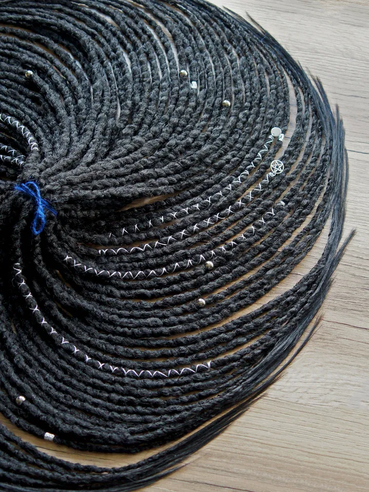 Raven Black Faux Dreads Handmade Witchy Viking Inspired Locs Single Double Ended Goth Boho Dark Fantasy Hair Accessory