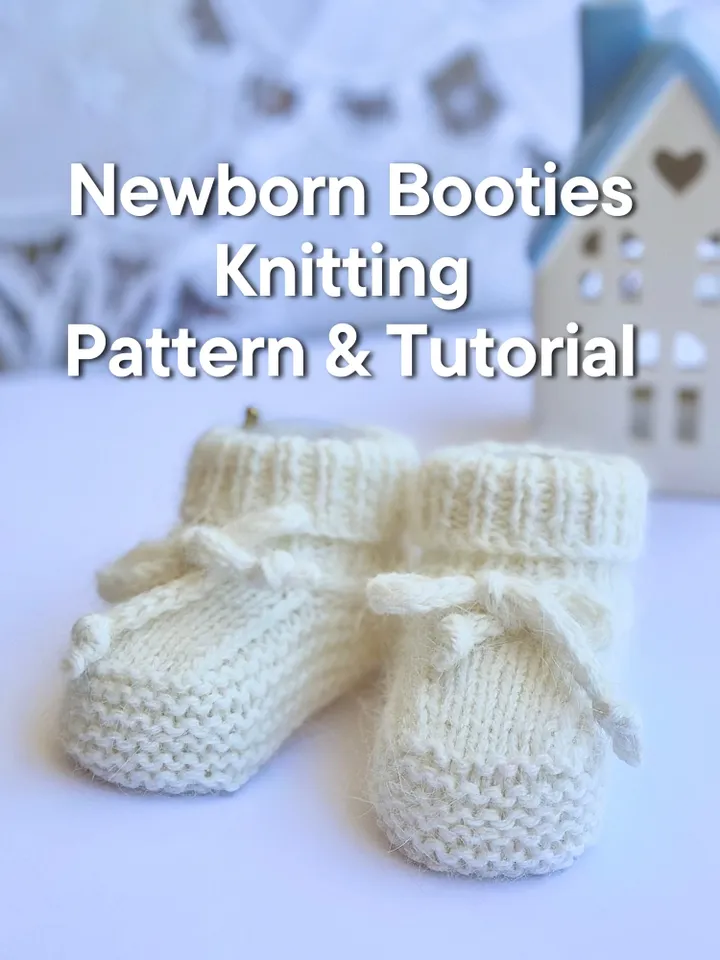 Easy Newborn Booties Knitting Pattern & Tutorial - 0-3M PDF Download ENG