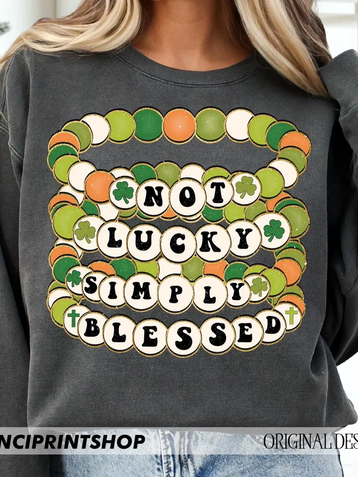 Not lucky simply Blessed Roman 4:7-8 png, St.Patricks Day Friendship Bracelet Png, St Patrick Png, Bible Verse png, St Patricks day png file