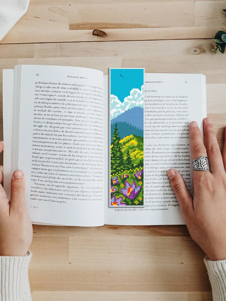 Bookmark nature cross stitch pattern digital PDF Handmade bookmark mountains embroidery beginners Instant download Gift for book lover #B31