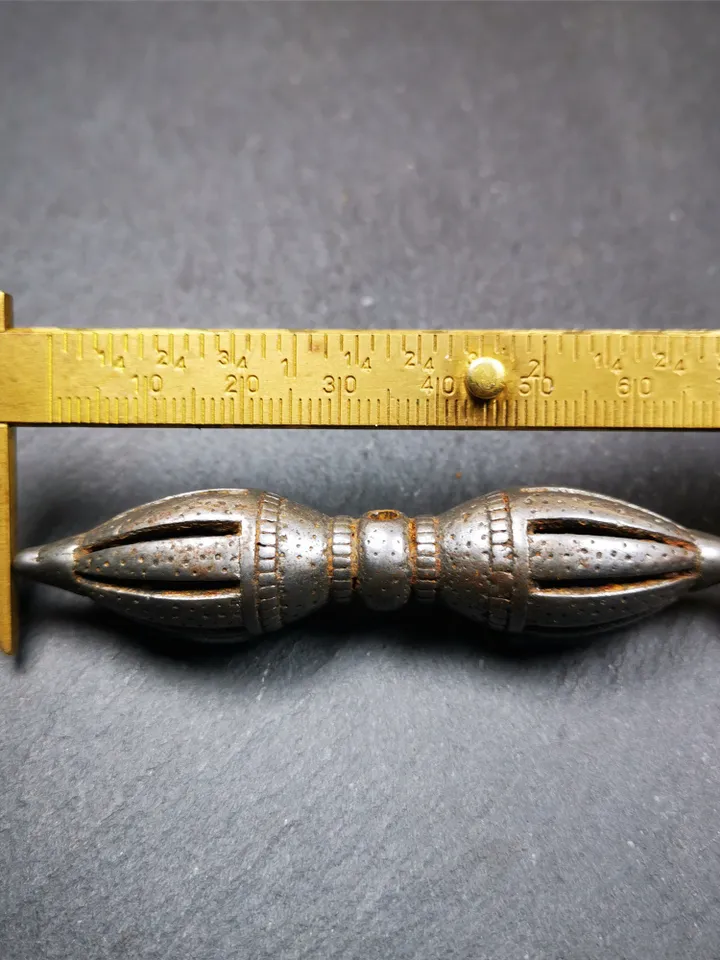 Gandhanra Vintage Nine-pronged Vajra Dorje,Tibetan Buddhism (Vajrayana) Ritual Implement,Made of Cold Iron,30 Years Old