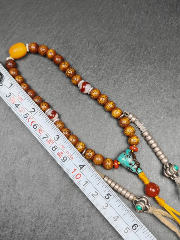 Gandhanra Authentic Tibetan Handhold Wrist Mala - 7.5mm Old Lotus Seed Beads Bracelet - Portable Buddhist prayer beads for Meditation