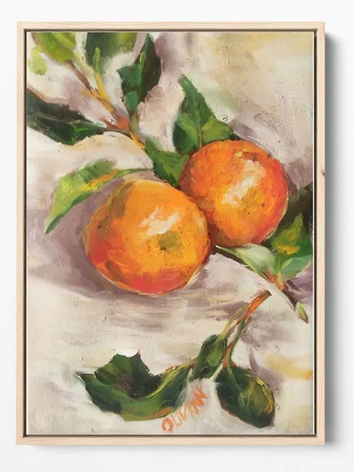 Mandarin Art Citrus Oil Painting Mandarin Artwok 20 by 30 cm Eat Art