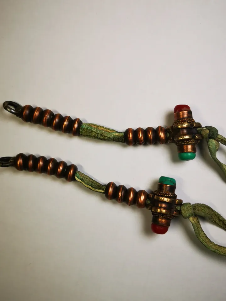Gandhanra 9mm Tibetan Buddhist Prayer Bead Counters for 10-20mm Mala,with Agate Pendant,Made of Red Copper