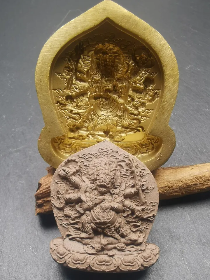 Mahakala Tsa Tsa Mold,Old Version 4.5cm Height,Gandhanra Unique Tibetan Buddha Tsha Tsha Mould For Making Clay Statue
