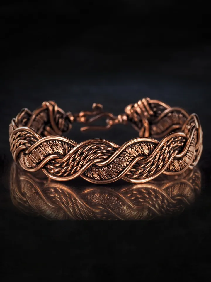 Woven copper wire bracelet Antique style handcrafted copper jewelry Unique gift
