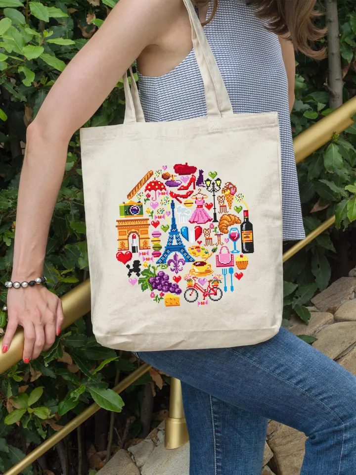 France cross stitch pattern download PDF French sampler PDF Paris cross stitch chart Travel beginner stitch Paris pattern round sampler #E6