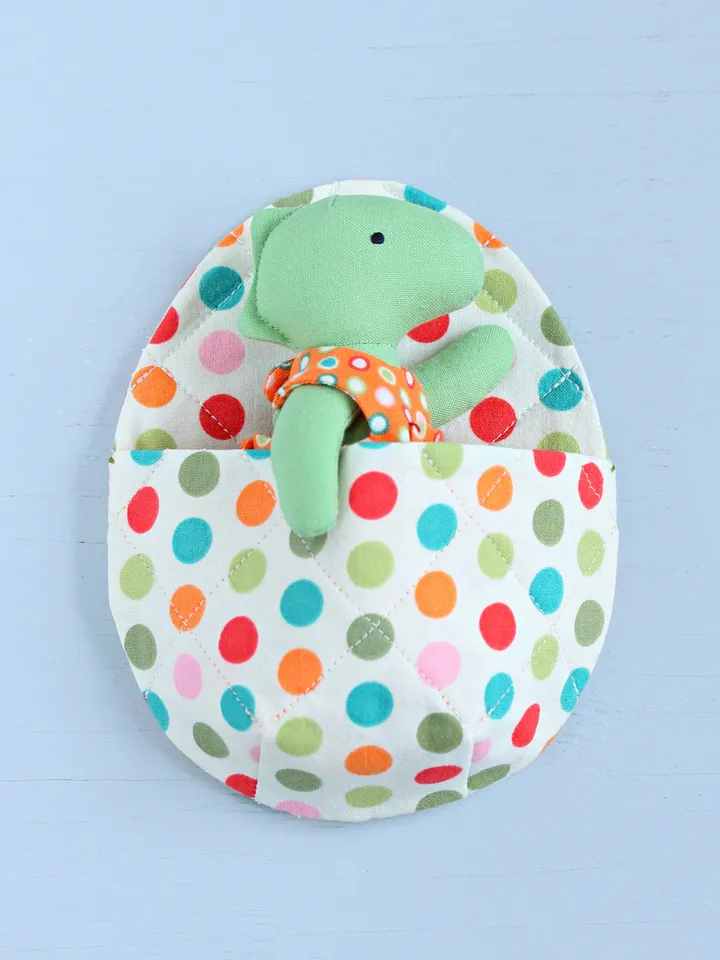 PDF Mini Dinosaur with Egg-shaped Sleeping Bag Sewing Pattern