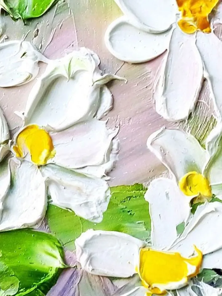 Daisy Painting Chamomile Original Fine Art Flowers Blossoms Wall Art Decor Floral Impasto Artwork Meadow Art Gifts by ArtProkopaloSv