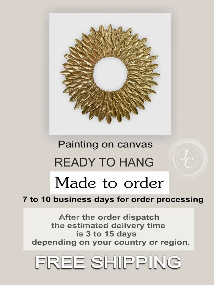 Gold and White Abstract Wall Art Modern Original Painting | Gold Petals Textured artwork Golden modern wall decor