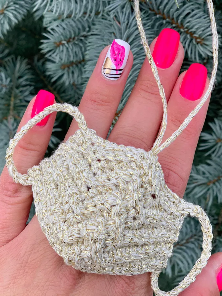 Set 10 mini crochet mask ornament 2020, christmas tree decorations 2020, quarantine 2020, hanging decoration