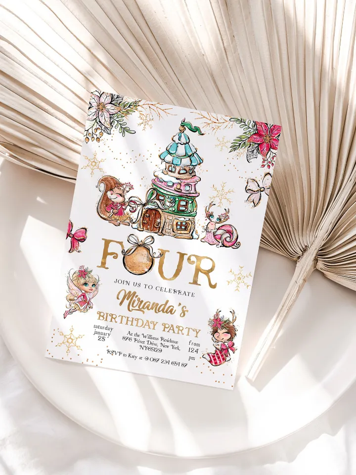 Christmas Pixie Birthday Invitation; Magical Fairy Invitation; Enchanted Fairy Birthday Party Invitation; Christmas Birthday any age; CF1