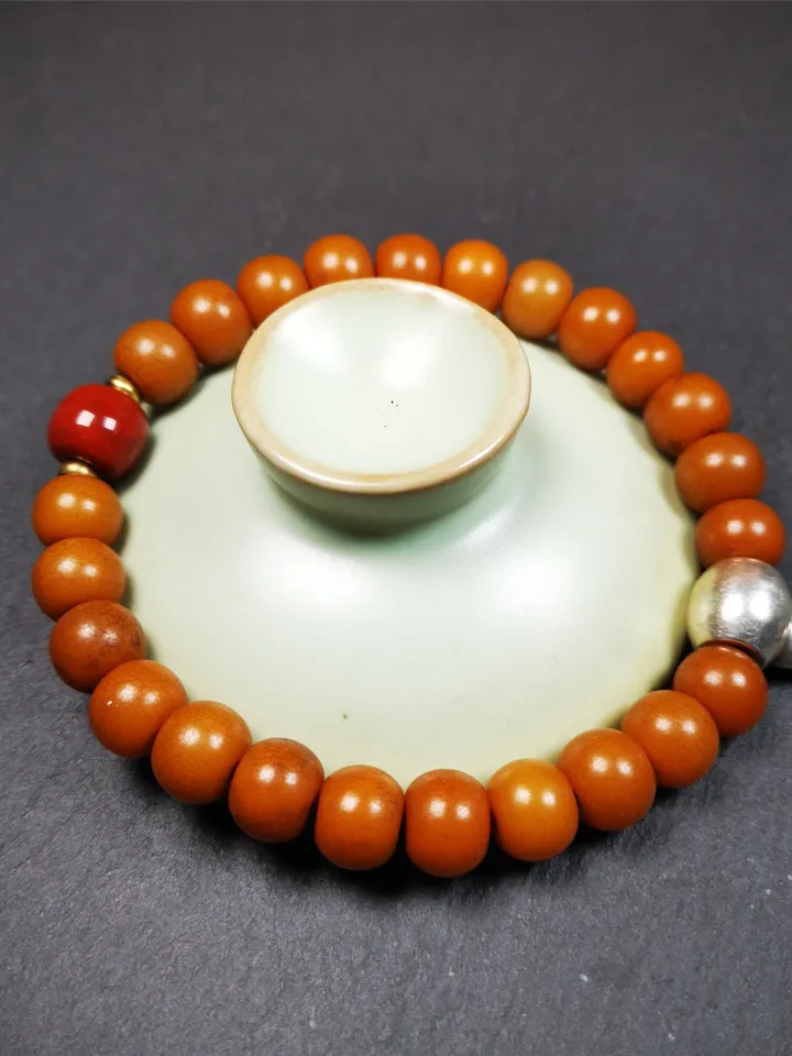 Gandhanra Handmade Tibetan Bracelet Mala,24pcs Corypha Linn Seed Beads,Prayer Beads ,Diameter 0.4", Circumference 8.7"