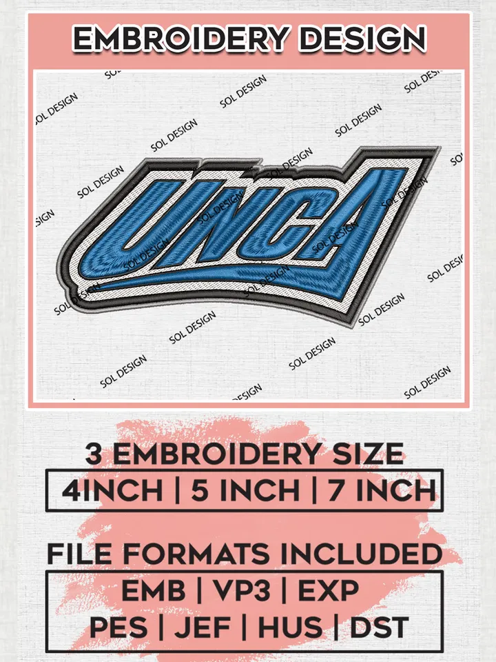 NCAA UNCA Bulldogs Team Logo Embroidery Design Files, NCAA UNC Asheville Bulldogs Machine Embroidery, NCAA Teams, 3 sizes, NCAA Machine embroidery designs, Digital Download