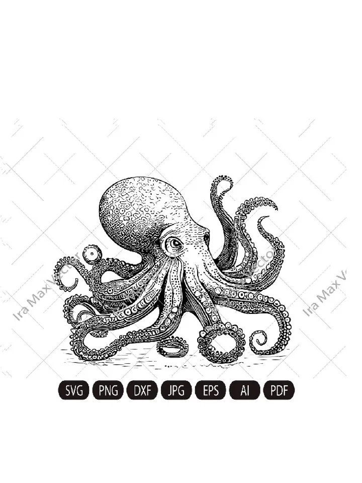 Octopus SVG, kragen svg, Octopus printable, Octopus detailed, Octopus clipart, Octopus cartoon, Octopus vector
