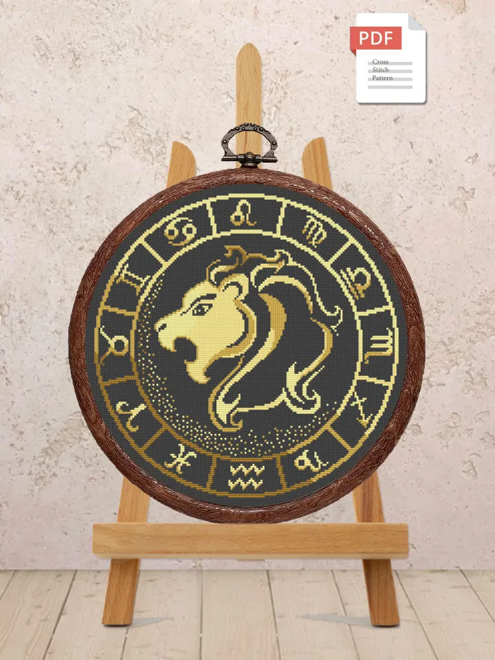 Leo Cross Stitch Pattern, Zodiac Cross Stitch, Embroidery Zodiac, Leo Pattern, Signs of the Zodiac Pattern, Modern Cross Stitch #zdc005