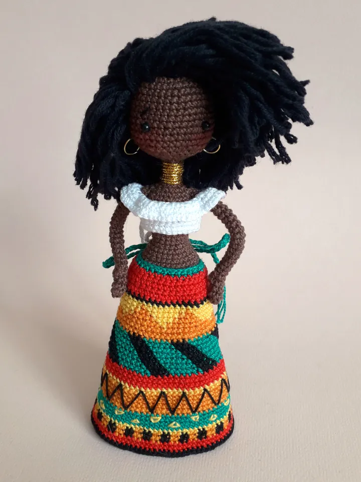 Pattern African Doll, Pattern Crochet African doll, Pattern Black Doll