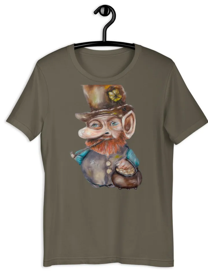Leprechaun Unisex t-shirt made with my original painting,handmade humorous designer t shirts,unique st patrick day gifts.