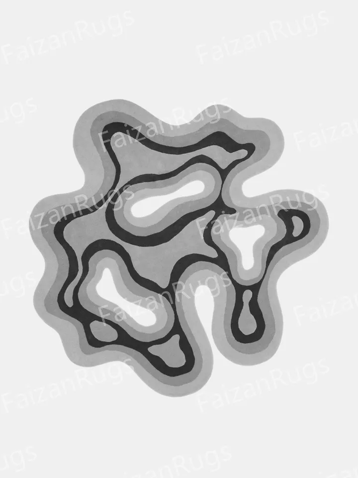 Irregular Amoeba Shaped Rug Hand-Tufted 100% Wool Handmade Area Rug Carpet for Home, Bedroom, Living Room, Kids Room, Custom Rug Also
