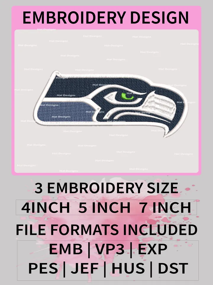Seattle Seahawks Embroidery Files, NFL Logo Embroidery Designs, NFL Seahawks, NFL Machine Embroidery Designs