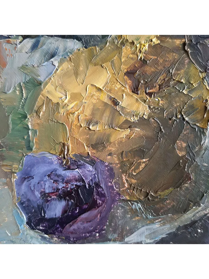Pear Orange PAINTING 9x8,8" ORIGINAL ART Fruit Kitchen Artwork Still Life Signed by artist Marina Chuchko