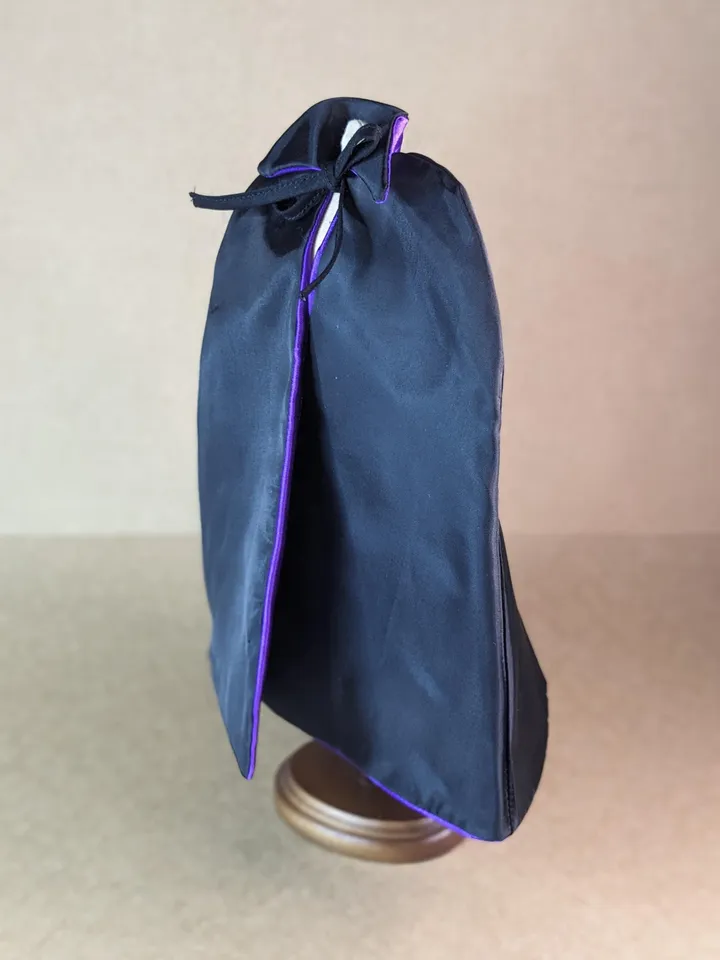 Handmade two-sided black & purple Halloween Vampire cape for 11 inches fashion dolls