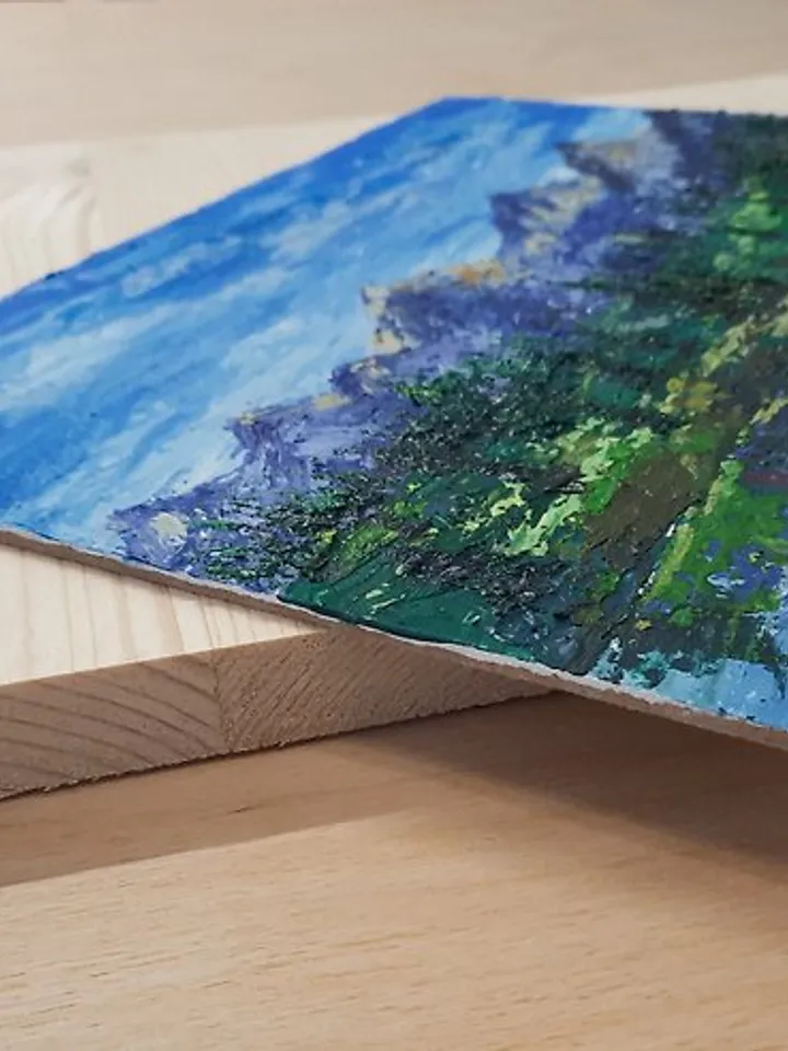 Lake painting Original acrylic painting Mountain landscape Impasto painting