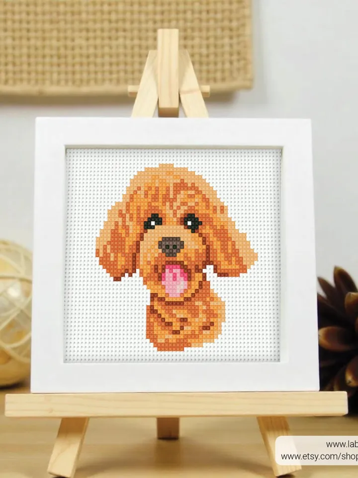 Mini Poodle dog Cross stitch pattern, animal, toy poodle, pet, beginner counted, modern, gift DIY, embroidery, instant Digital PDF
