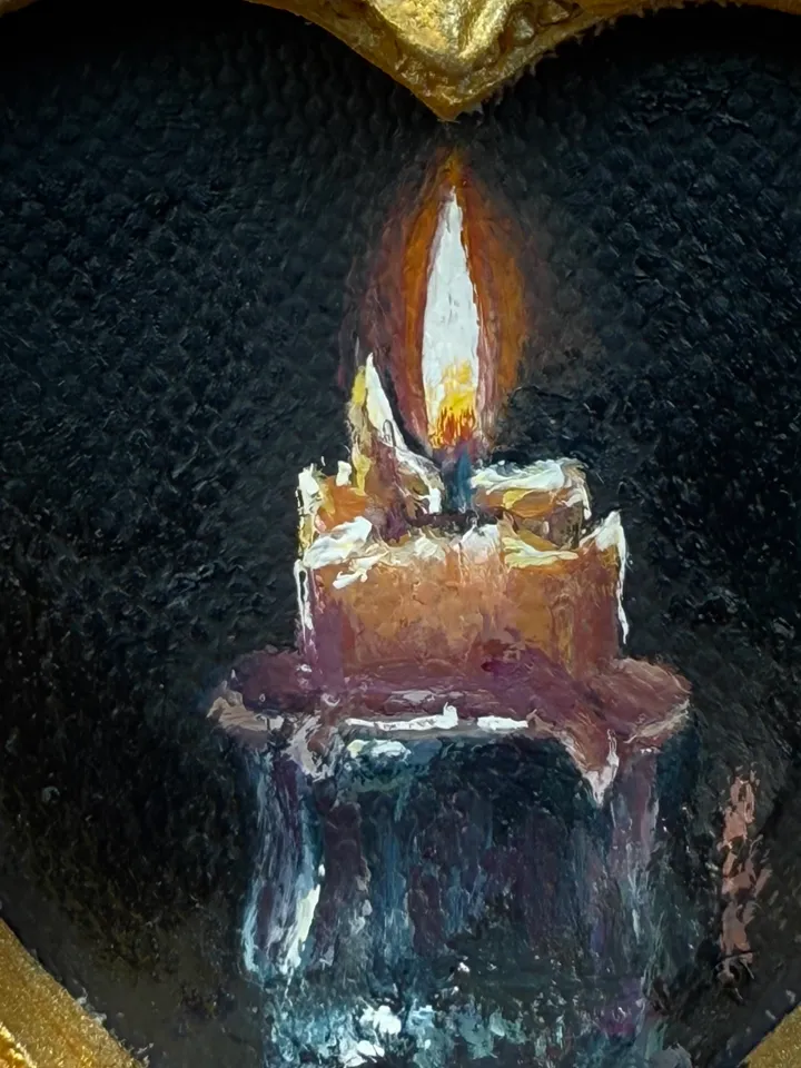 Candle Oil Painting Original In Vintage Style Frame Small Framed Still Life Art Victorian Wall Decor