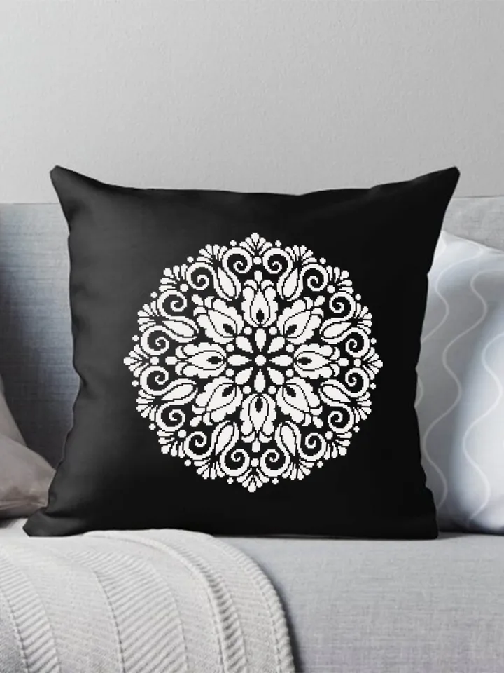 Mandala cross stitch pattern download PDF, Monochrome mandala hand embroidery PDF, Floral ornament cross stitch, Quick beginner stitch #M128