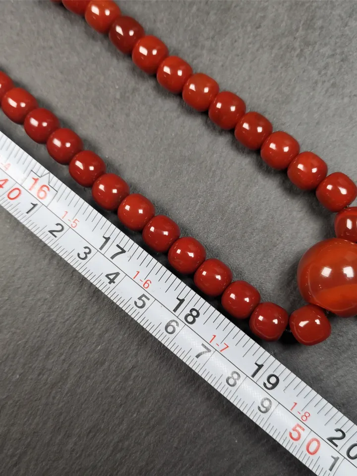 Gandhanra 108 Tibetan Mala, 0.4" Red Agate Prayer Beads Necklace,Tibetan Rosary for Meditation,Circumference 39"