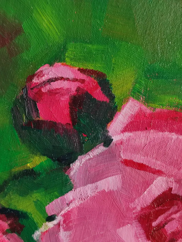 painting of Peonies oil on canvas 13*18cm