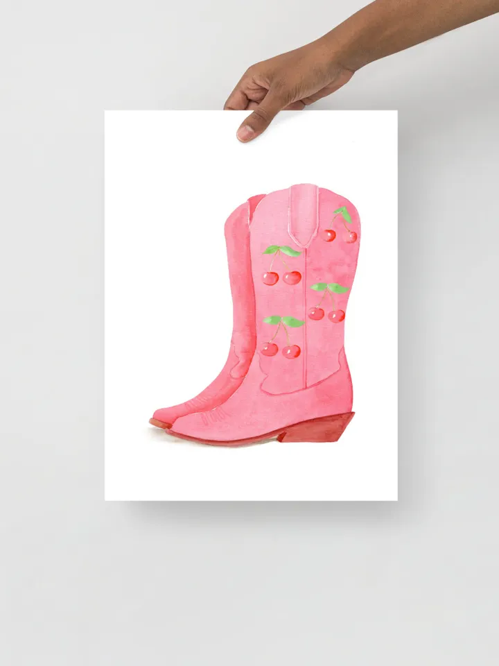 Pink Cowgirl Boots, Preppy Wall Art, Western Home Decor, Retro Girly Wall Art, College Dorm Decor, Gift For Her, Trendy Wall Art, Pink Print