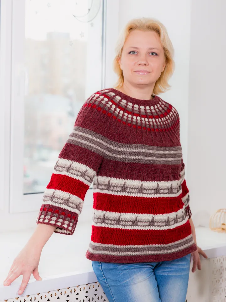 Top-Down Sweater Margo Crochet Pattern