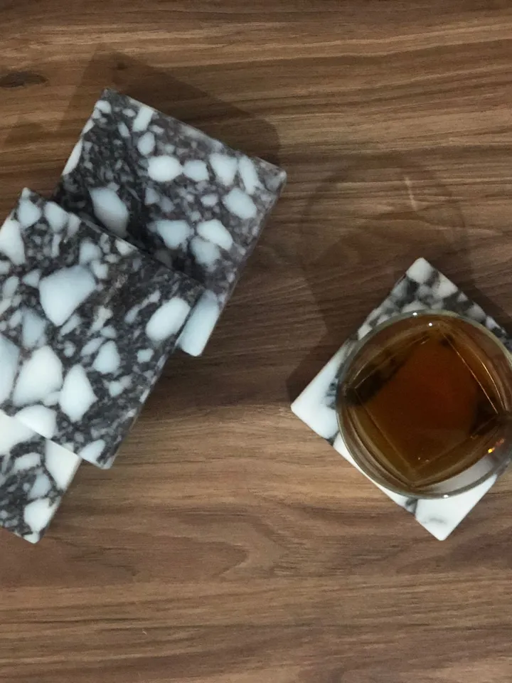 Calacatta Viola set of 2-4-6 SQUARE coasters, italian marble 100% Handmade İtalian Model
