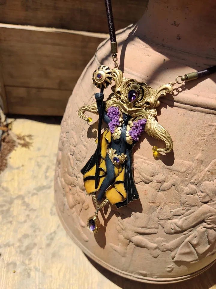 Sun Goddess Necklace, Sculpture Necklace, Unique Necklace, Collection Jewelry