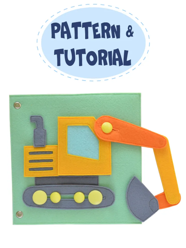 Excavator quiet book page PDF, SVG Pattern and Tutorial