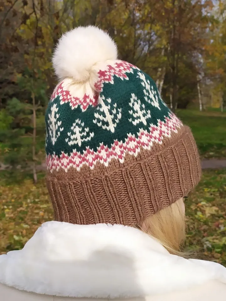 Warm womens hand-knitted hat