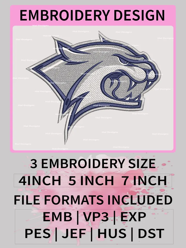 NCAA New Hampshire Wildcats Embroidery File, 3 Sizes, 6 Formats, NCAA Machine Embroidery Design, NCAA Logo, NCAA Teams