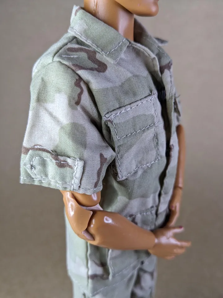 Khaki military-style jacket & pants for fashion male dolls (short sleeve)