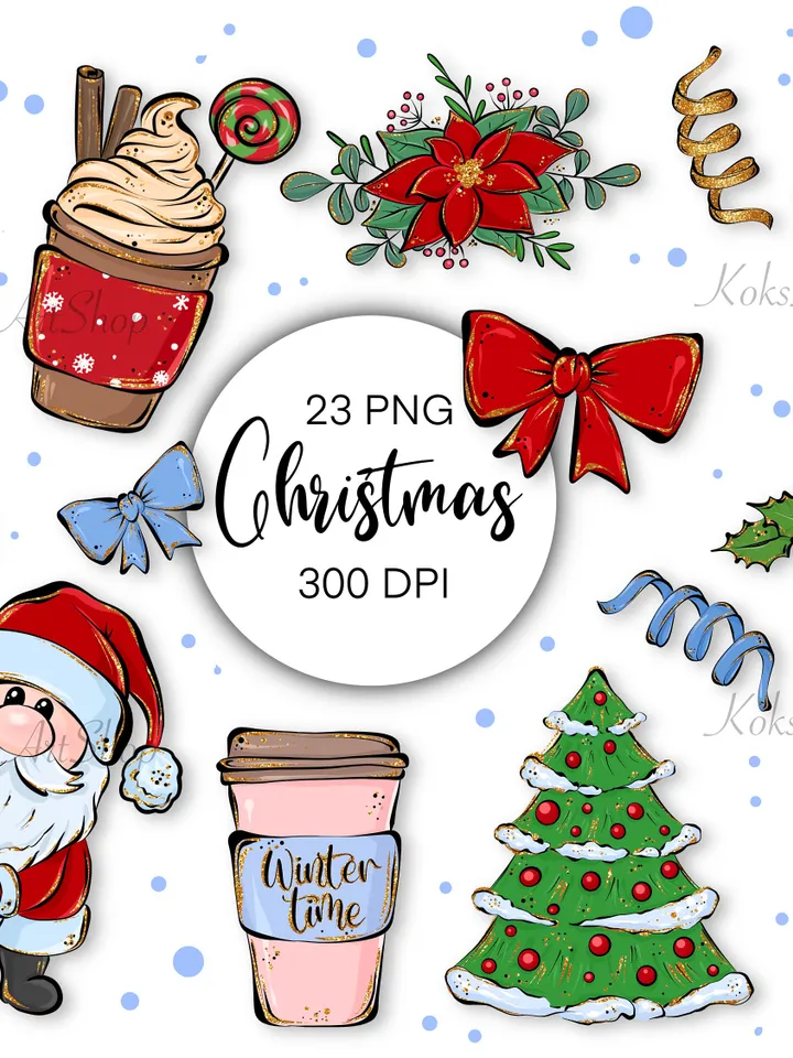 Christmas clipart, Christmas PNG, Christmas 2022, Christmas stickers, Christmas decor, Christmas card, Christmas postcard, Christmas pattern