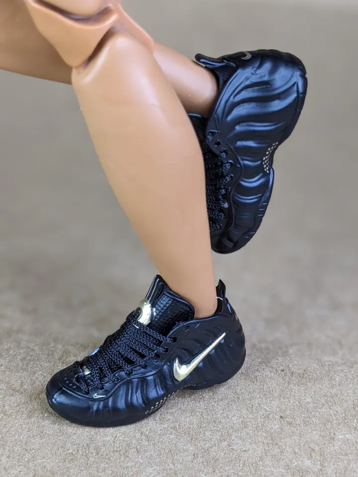 Premium black & gold sneakers for 12 inch male dolls