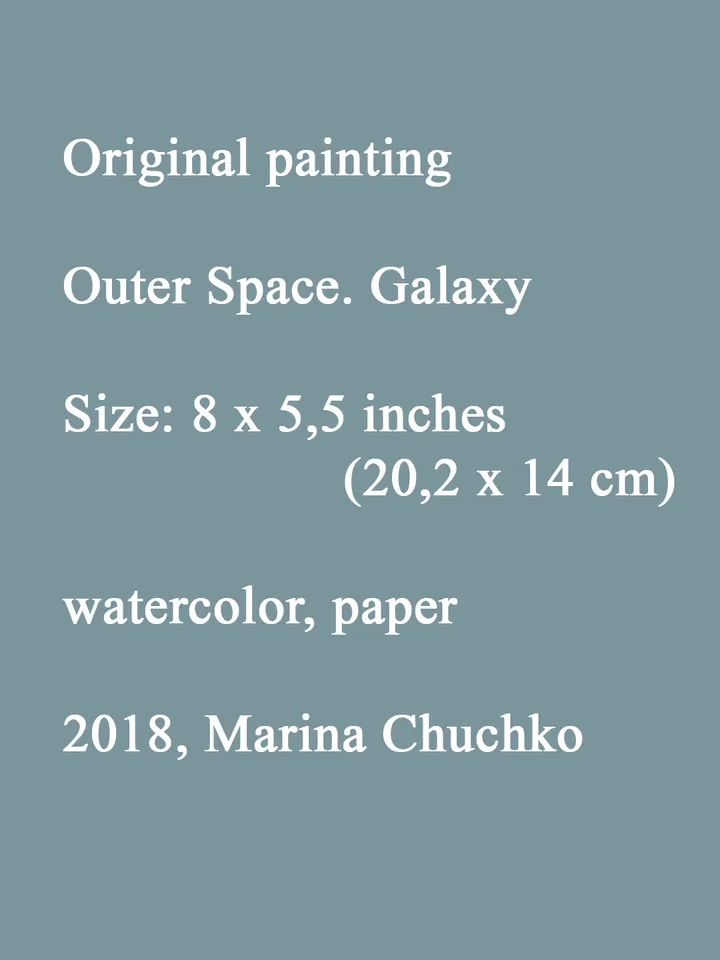 Outer Space Painting Galaxy ORIGINAL Watercolor Painting 8x5,5” Stellar Space Universe Small Art by artist Marina Chuchko