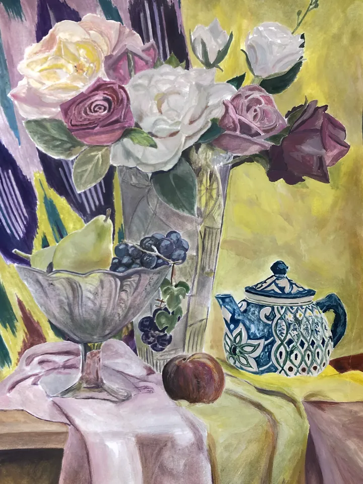 still life with flowers wall art painting original gouache painting hand painted