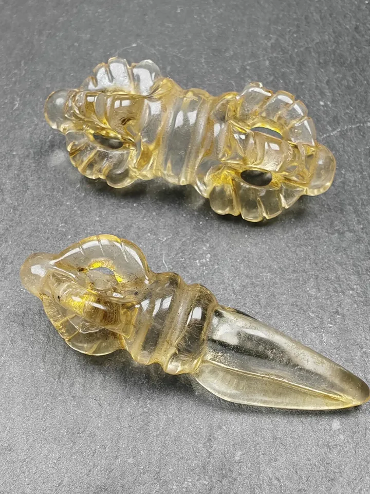 Gandhanra Old Crystal Dorje Vajra / Phurba Amulet - Tibetan Dharma Ritual Implement - Decades Old