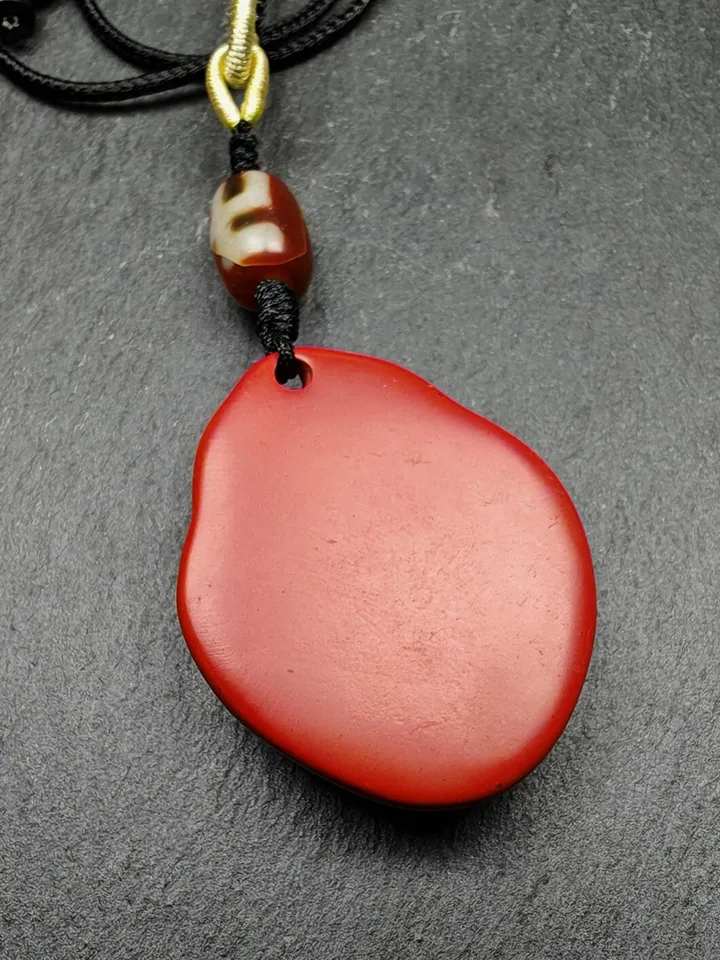 Authentic Old Cinnabar Mahakala Amulet with Dzi Bead, Gandhanra Tibetan Protective Charm,Spiritual Gift