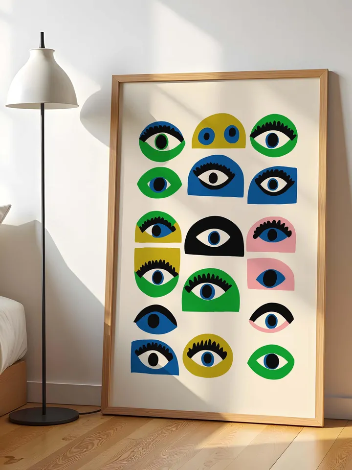 Colorful Abstract Eye Wall Art, Modern Digital Eye Prints, Minimalist Poster, Home Decor, Crazy Eye Illustration, Instant Digital Download